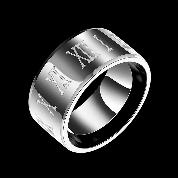 Yellow Chimes Roman Numerals Engraved FingerThumb Stainless Steel Ring for Men and Boys Yellow Chimes Earrings
