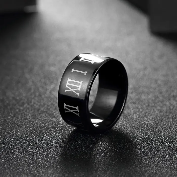 Yellow Chimes Roman Numerals Engraved FingerThumb Stainless Steel Ring for Men and Boys Yellow Chimes Earrings