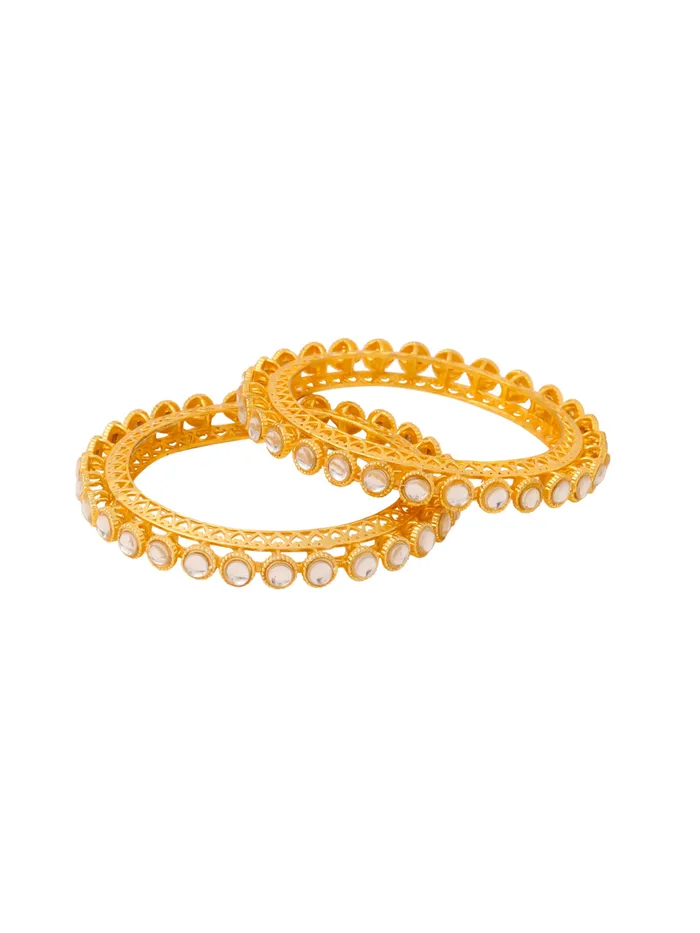 Yellow Chimes Set of 2 Gold Plated Stone Studded Bangles for Women Adjustable Size Elegant Design Gold Earrings Yellow Chimes Set of 2 Gold Plated Stone Studded Bangles for Women Adjustable Size Elegant Design Gold Earrings