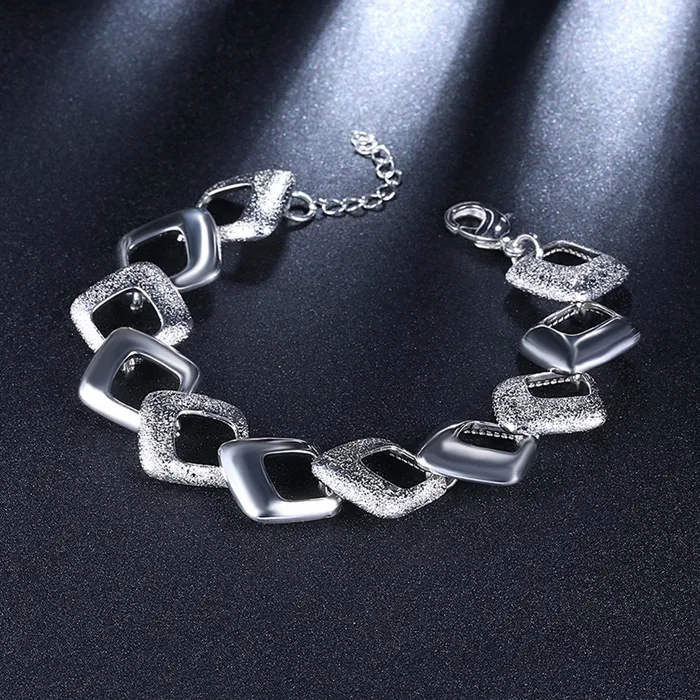Yellow Chimes Silver Squares Silver Plated Stylish Charm Bracelet Women and Girls Yellow Chimes Rings