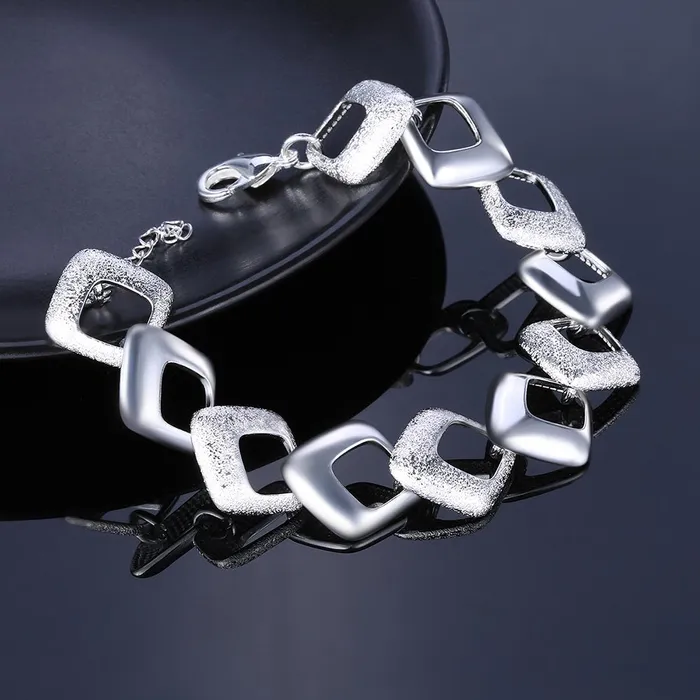 Yellow Chimes Silver Squares Silver Plated Stylish Charm Bracelet Women and Girls Yellow Chimes Rings