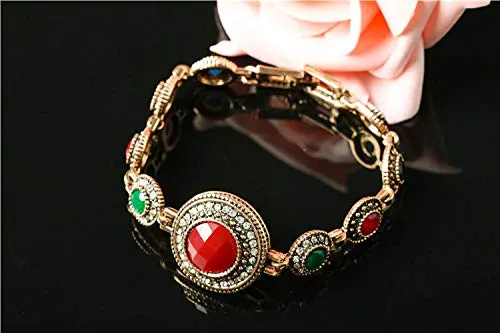 Yellow Chimes Stones Studded Oxidized Gold Antique Charm Bracelet for Women and Girls Yellow Chimes Bracelets