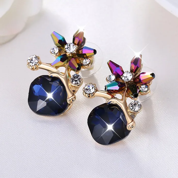 Yellow Chimes Stud Earrings for Women Multicolor Crystal Stud Earrings Floral Stud Earrings for Women and Girls Yellow Chimes Earrings