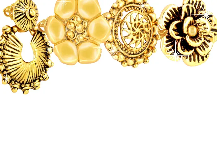 Yellow Chimes Stylish COMBO 4 Pairs of Oxidized Gold Plated Designer Traditional Studs Earrings for Women and Girls Combo3 Yellow Chimes Necklaces