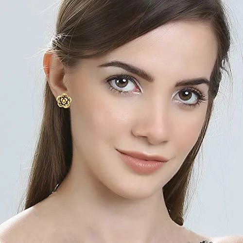 Yellow Chimes Stylish COMBO 4 Pairs of Oxidized Gold Plated Designer Traditional Studs Earrings for Women and Girls Combo3 Yellow Chimes Necklaces