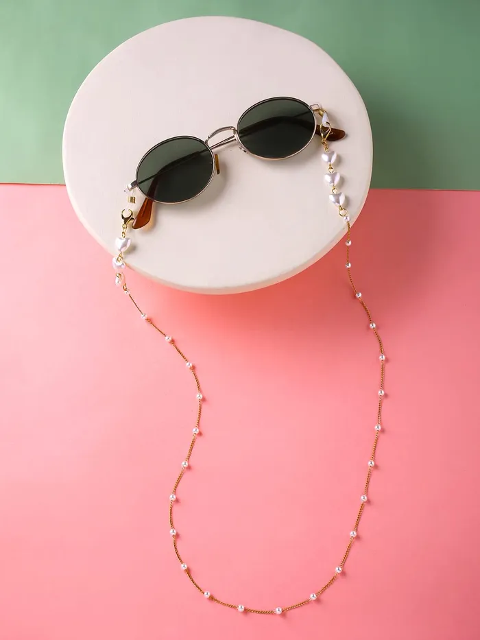 Yellow Chimes Sunglasses Chain for Women Eyeglasses Chain Multicolor Beadded Face Mask Chains Sunglasses AccessoriesSunglasses Lanyard for Girls and Women Model6 Yellow Chimes Rings