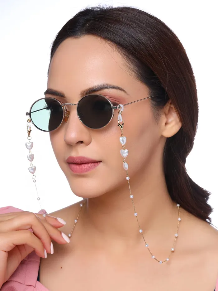 Yellow Chimes Sunglasses Chain for Women Eyeglasses Chain Multicolor Beadded Face Mask Chains Sunglasses AccessoriesSunglasses Lanyard for Girls and Women Model6 Yellow Chimes Rings