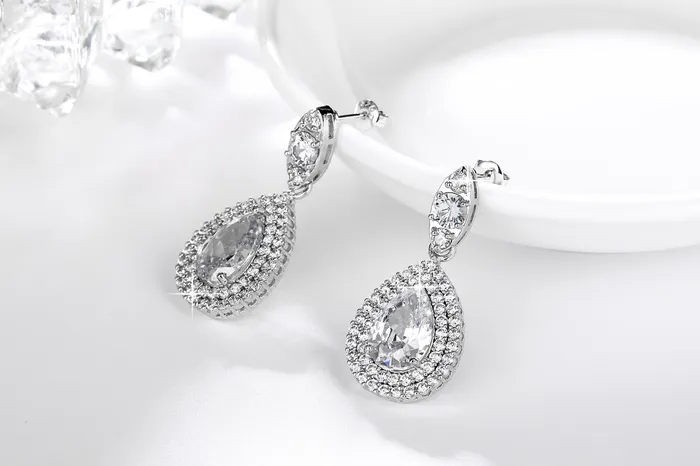 Yellow Chimes Swarovski Elements White Dangle Drop Earrings For Womens Yellow Chimes Earrings