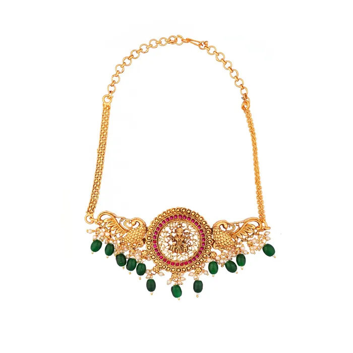 Yellow Chimes Temple Jewellery Set Gold Toned Choker Necklace Earrings 42cm For Women Girls Necklaces