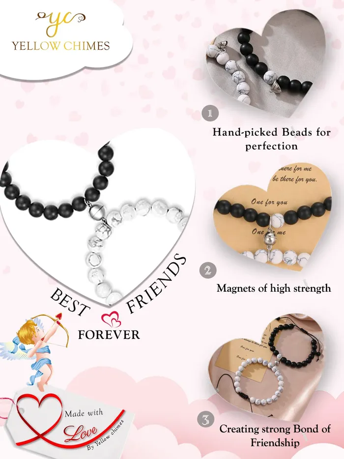 Yellow Chimes Valentine Gift for Girls DVine Unisex Adult Adjustable Beads Bracelet for Unisex 2 Pieces Yellow Chimes Necklaces