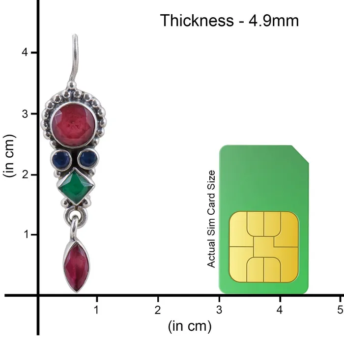 Yellow Chimes Yellow Chimes 925925 Sterling Silver Turquoise Ruby Cubic Zirconia Emerald Stone Fashion Dangle Drop Earring for Women and Girls Necklaces