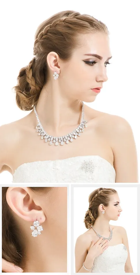 Yellow Chimes Yellow Chimes A5 Grade Crystal Classic Designer White Crystal Earrings for Women and Girls Necklaces