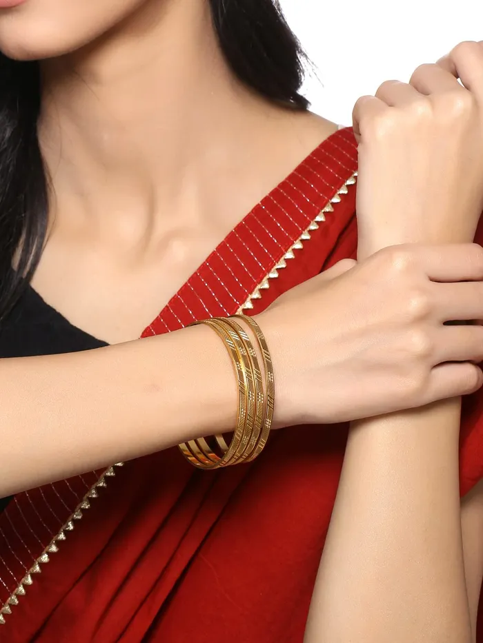 Yellow Chimes Yellow Chimes Bangles for Women Gold Toned Set of 4 Pcs Dialy Wear Bangles for Women and Girls Bracelets