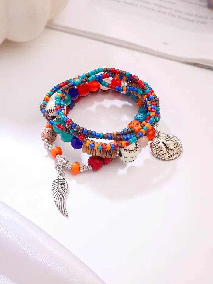 Yellow Chimes Yellow Chimes Bracelet for Women and Girls Fashion Multicolor Beads Bracelets for Women 5 Pcs Stackable Bead Bracelet Stretch Beaded Layered Bracelet Birthday Gift For girls and Women Rings