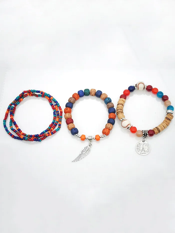 Yellow Chimes Yellow Chimes Bracelet for Women and Girls Fashion Multicolor Beads Bracelets for Women 5 Pcs Stackable Bead Bracelet Stretch Beaded Layered Bracelet Birthday Gift For girls and Women Rings