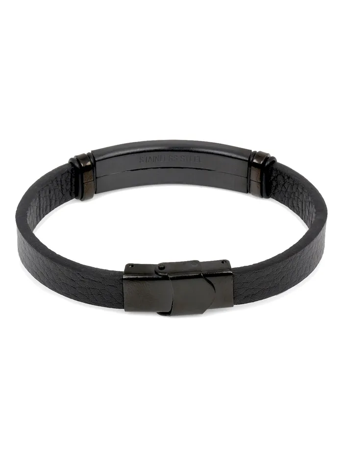 Yellow Chimes Yellow Chimes Bracelets for Men and Boys Black Leather Bracelet for Men European Hot Retro Style Leather Band Bracelets for Men Birthday Gift for Men and Boys Anniversary Gift for Husband Earrings