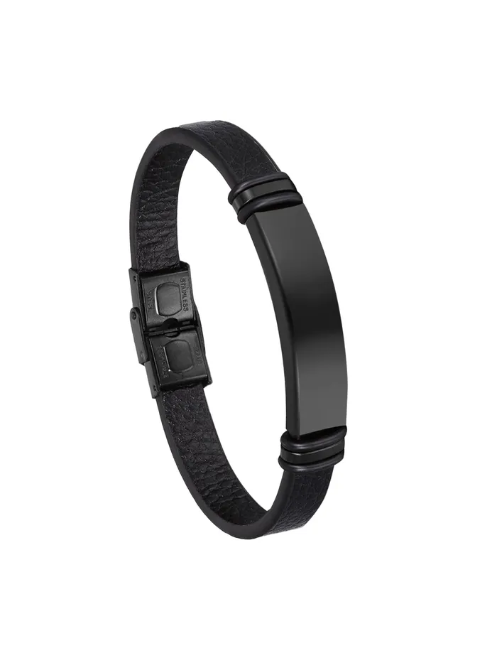 Yellow Chimes Yellow Chimes Bracelets for Men and Boys Black Leather Bracelet for Men European Hot Retro Style Leather Band Bracelets for Men Birthday Gift for Men and Boys Anniversary Gift for Husband Earrings