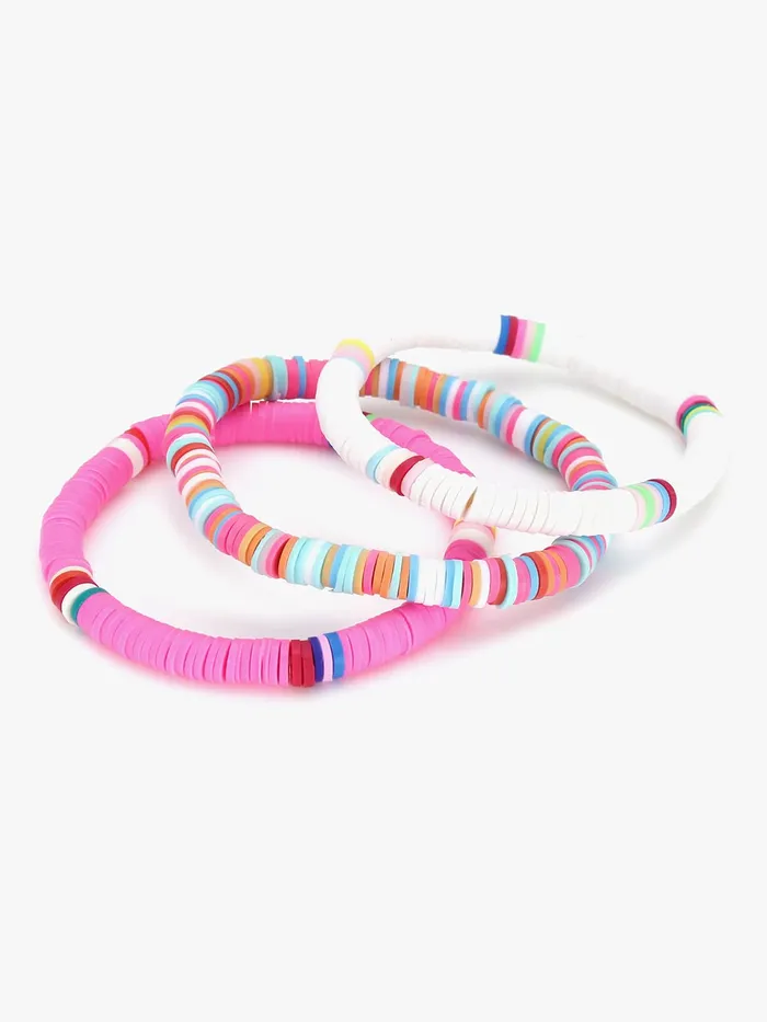 Yellow Chimes Yellow Chimes Bracelets for Women Combo of 3 PCs Heishi Bracelet Set Lightweight Rainbow Summer Beach Accessory for Girls and Women Bracelets