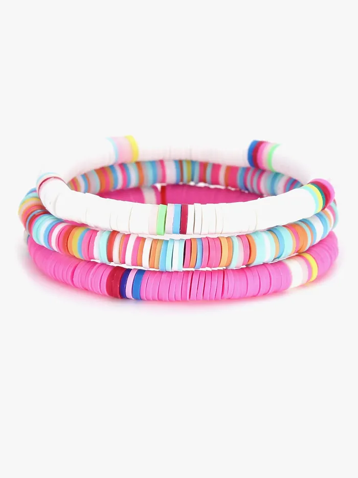 Yellow Chimes Yellow Chimes Bracelets for Women Combo of 3 PCs Heishi Bracelet Set Lightweight Rainbow Summer Beach Accessory for Girls and Women Bracelets