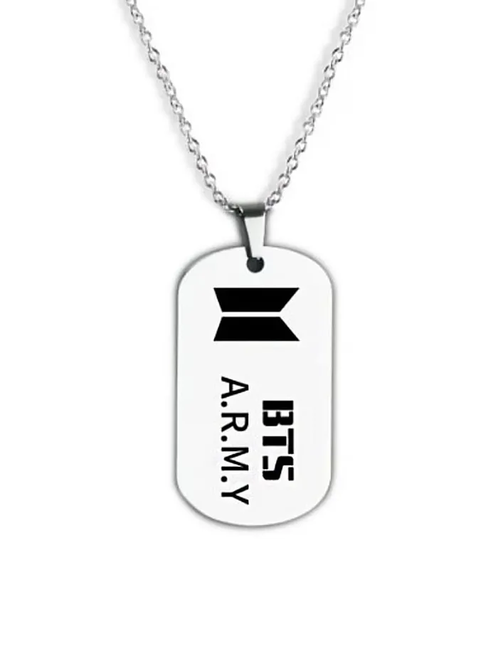 Yellow Chimes Yellow Chimes BTS Pendant for Women Silver Chain Pendant Stainless Steel 3 mm BTS Army Dog Tag Pendant Necklace for Men and Boys Necklaces Yellow Chimes Yellow Chimes BTS Pendant for Women Silver Chain Pendant Stainless Steel 3 mm BTS Army Dog Tag Pendant Necklace for Men and Boys Necklaces