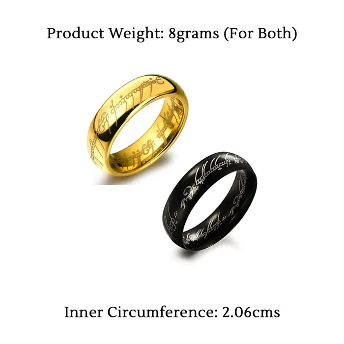 Yellow Chimes Yellow Chimes Combo Black Gold Plated Rings For Men Pack of 2 Stainless Steel Men Rings Black Gold Finger Rings for Boys Ideal Gift For Men and Boys Necklaces