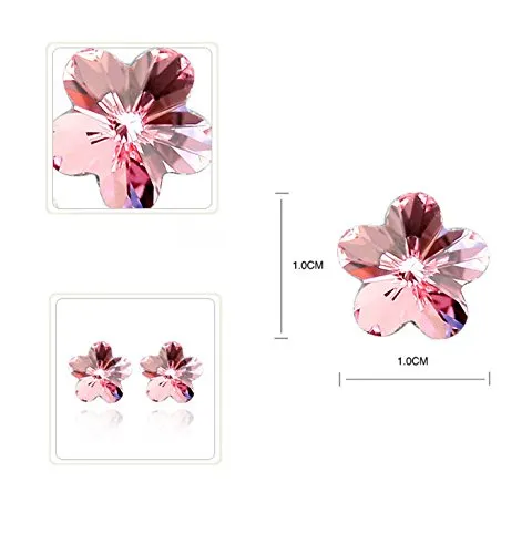 Yellow Chimes Yellow Chimes Crystals from Swarovski Platinum Plated Flower Crystal Earrings for Women and Girls Light Rose Earrings