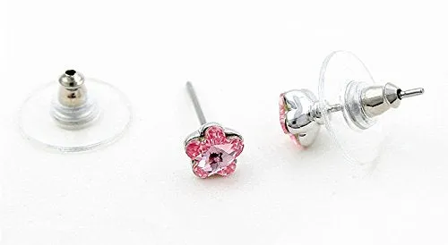 Yellow Chimes Yellow Chimes Crystals from Swarovski Platinum Plated Flower Crystal Earrings for Women and Girls Light Rose Earrings