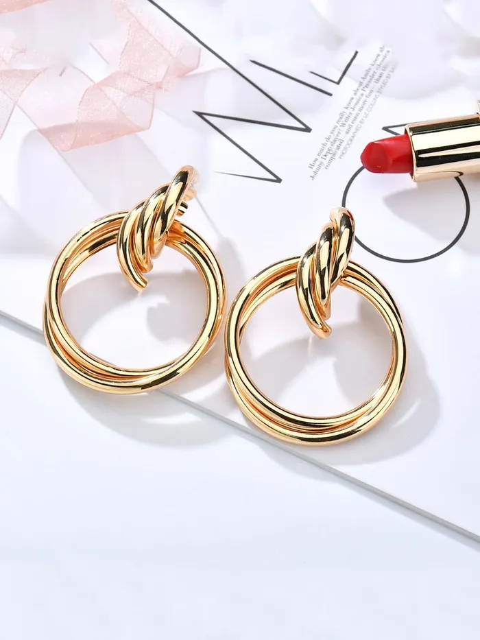 Yellow Chimes Yellow Chimes Earrings for Women and Girls Drop Earrings Gold Plated Circle Shaped Drop Earrings Birthday Gift for girls and women Anniversary Gift for Wife Necklaces