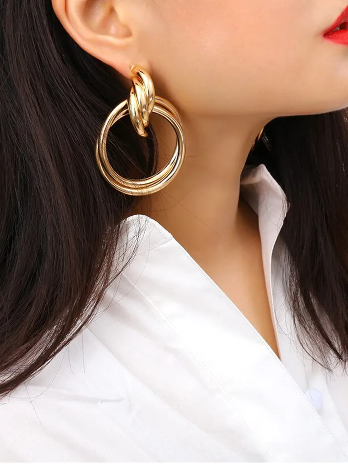 Yellow Chimes Yellow Chimes Earrings for Women and Girls Drop Earrings Gold Plated Circle Shaped Drop Earrings Birthday Gift for girls and women Anniversary Gift for Wife Necklaces