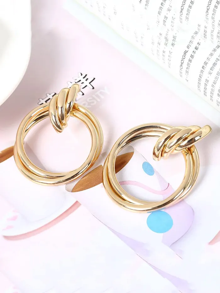 Yellow Chimes Yellow Chimes Earrings for Women and Girls Drop Earrings Gold Plated Circle Shaped Drop Earrings Birthday Gift for girls and women Anniversary Gift for Wife Necklaces