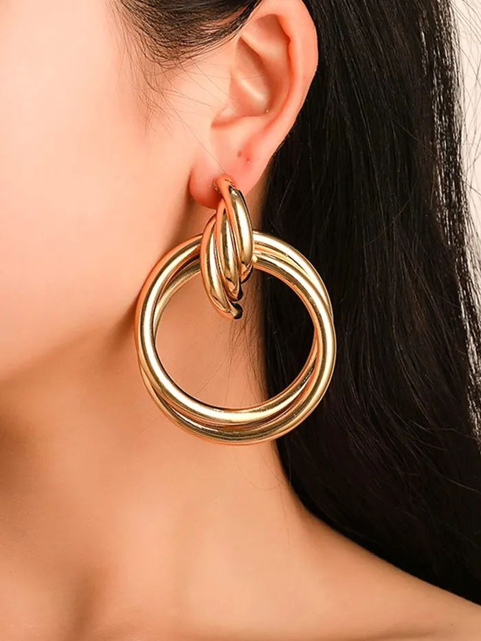 Yellow Chimes Yellow Chimes Earrings for Women and Girls Drop Earrings Gold Plated Circle Shaped Drop Earrings Birthday Gift for girls and women Anniversary Gift for Wife Necklaces