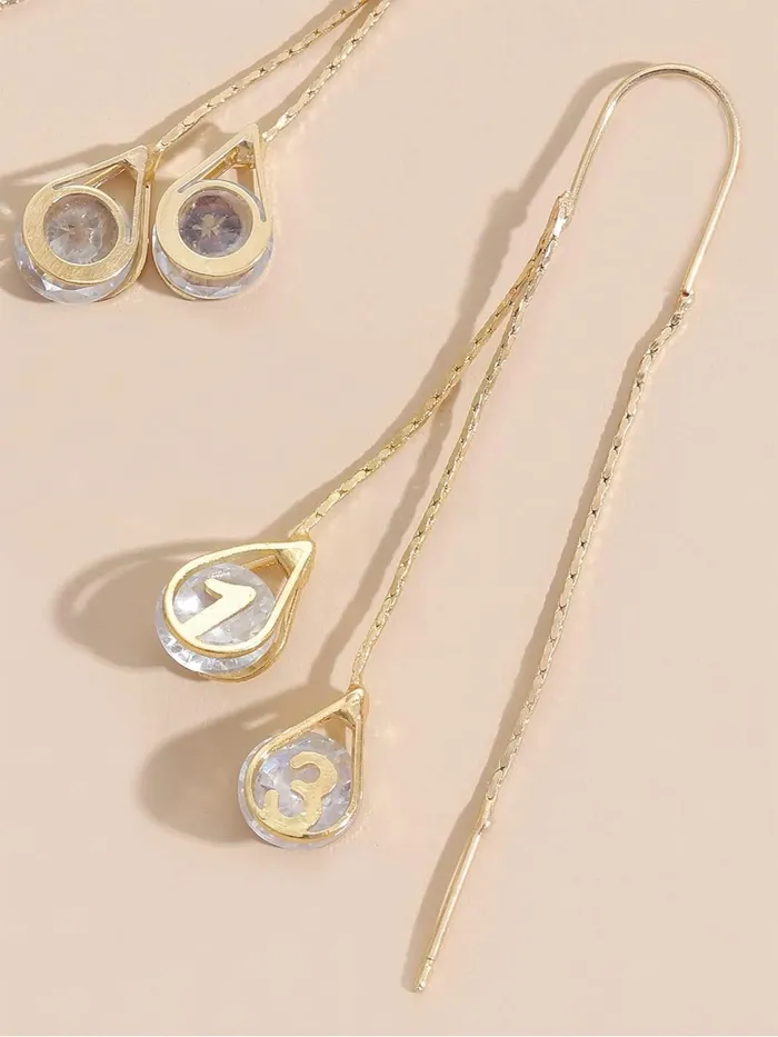 Yellow Chimes Yellow Chimes Earrings For Women Gold Toned Crystal Studded Tear Drop Shape Chain Tassel Dangler Earrings For Women and Girls Necklaces