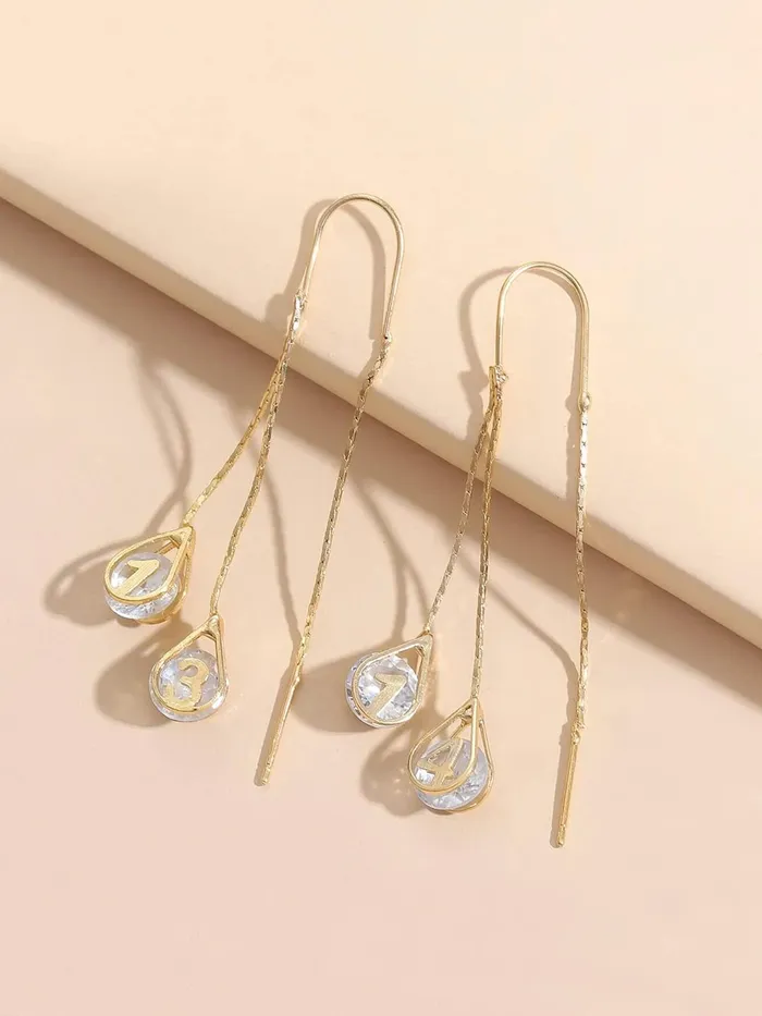 Yellow Chimes Yellow Chimes Earrings For Women Gold Toned Crystal Studded Tear Drop Shape Chain Tassel Dangler Earrings For Women and Girls Necklaces