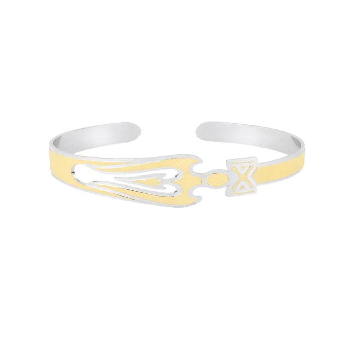 Yellow Chimes Yellow Chimes Elegant Latest Fashion Stainless Steel Trishul Design Golden Kada Bracelet for Women and Girls Earrings Yellow Chimes Yellow Chimes Elegant Latest Fashion Stainless Steel Trishul Design Golden Kada Bracelet for Women and Girls Earrings