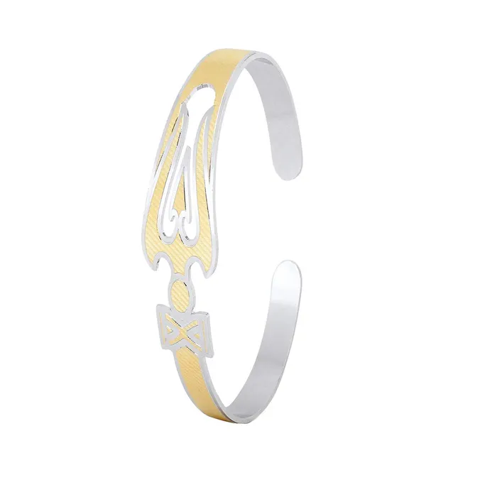 Yellow Chimes Yellow Chimes Elegant Latest Fashion Stainless Steel Trishul Design Golden Kada Bracelet for Women and Girls Earrings