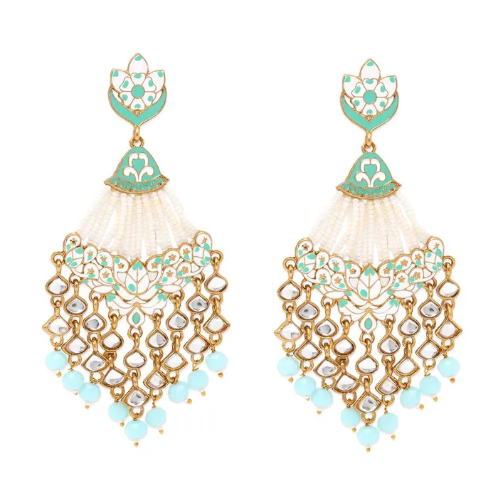 Yellow Chimes Yellow Chimes Green Meenakari Earrings Handcrafted Gold Plated Traditional Meenakari Long Dangler Earring For Women and Girls Necklaces Yellow Chimes Yellow Chimes Green Meenakari Earrings Handcrafted Gold Plated Traditional Meenakari Long Dangler Earring For Women and Girls Necklaces