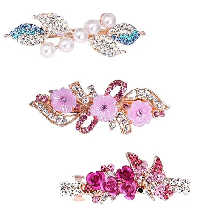 Yellow Chimes Yellow Chimes Hair Clips for Women Girls Barrette Hair Clips for Women Hair Accessories for Women Hairclip Crystal French Barrette Hair Clips for Women Girls Gift For Women Girls Design 8 Rings
