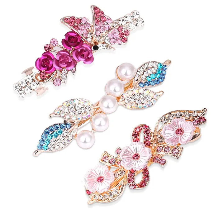 Yellow Chimes Yellow Chimes Hair Clips for Women Girls Barrette Hair Clips for Women Hair Accessories for Women Hairclip Crystal French Barrette Hair Clips for Women Girls Gift For Women Girls Design 8 Rings