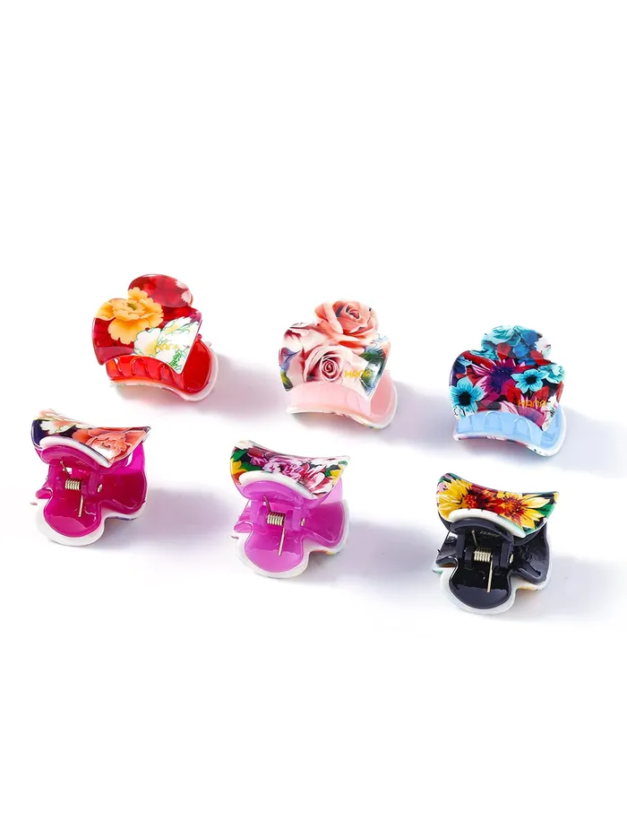 YELLOW CHIMES Yellow Chimes Hair Clutchers Claws for Women 6 Pcs Hair Claw Clips for Girls Floral Print Multicolor Hair Clips for Women and Girls Hair Accessories Earrings YELLOW CHIMES Yellow Chimes Hair Clutchers Claws for Women 6 Pcs Hair Claw Clips for Girls Floral Print Multicolor Hair Clips for Women and Girls Hair Accessories Earrings