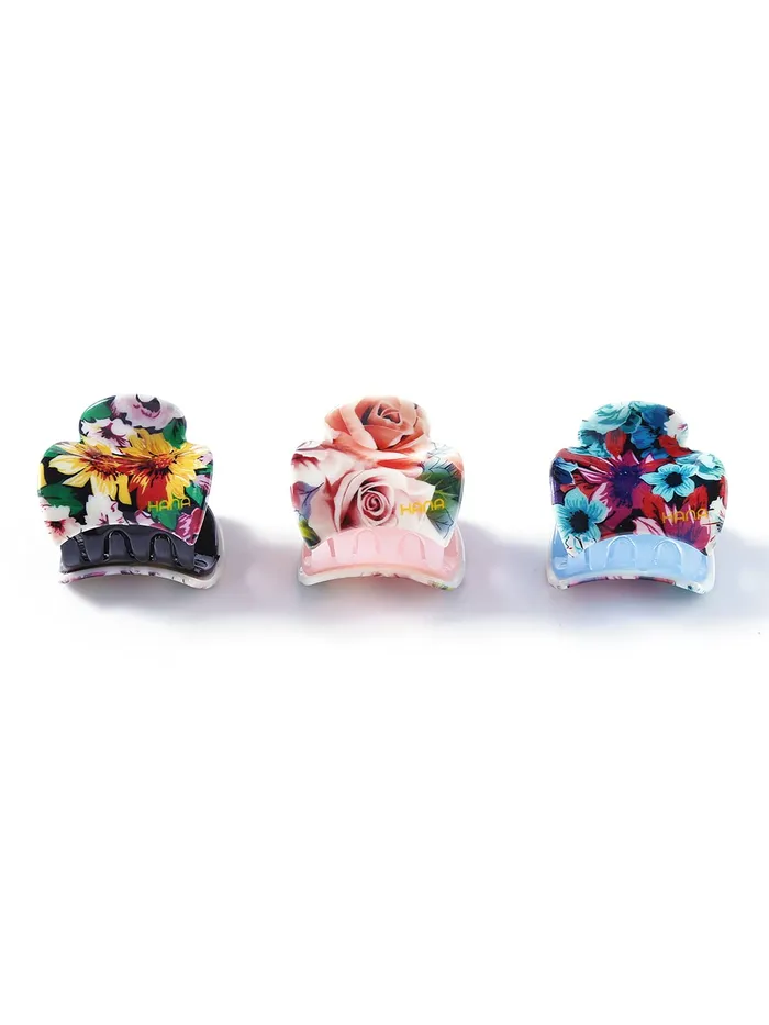 YELLOW CHIMES Yellow Chimes Hair Clutchers Claws for Women 6 Pcs Hair Claw Clips for Girls Floral Print Multicolor Hair Clips for Women and Girls Hair Accessories Earrings