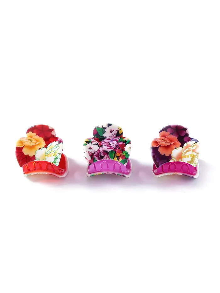 YELLOW CHIMES Yellow Chimes Hair Clutchers Claws for Women 6 Pcs Hair Claw Clips for Girls Floral Print Multicolor Hair Clips for Women and Girls Hair Accessories Earrings