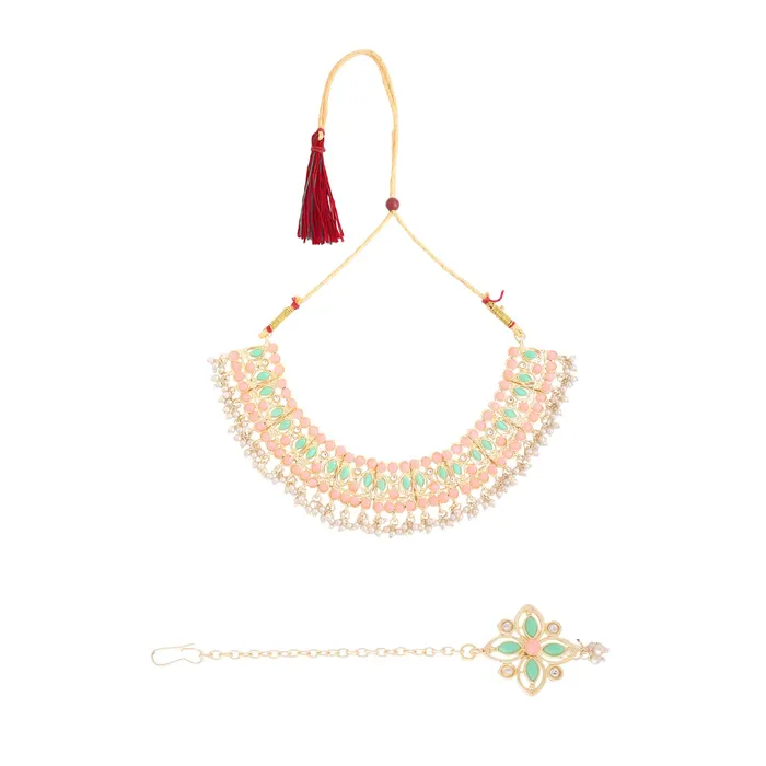 Yellow Chimes Yellow Chimes Jewellery Set for Women and Girls Kundan Necklace Set Gold Plated Kundan Studded Beads Drop Necklace Set Birthday Gift for girls and women Anniversary Gift for Wife Necklaces