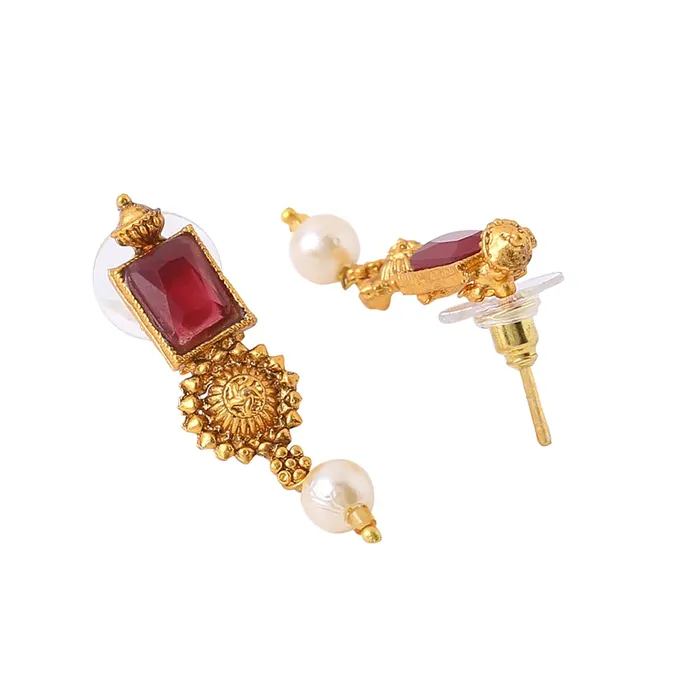 Yellow Chimes Yellow Chimes Jewellery Set for Women Gold Plated Beads Drop Designed Bridal Choker Necklace Set for Women and Girls Style7 Earrings