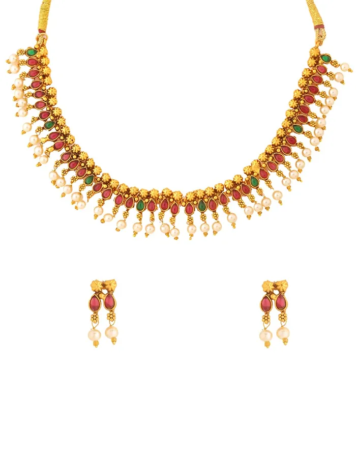 Yellow Chimes Yellow Chimes Jewellery Set for Women Gold Plated Beads Drop Designed Crystals Studded Bridal Choker Necklace Set for Women and Girls Necklaces Yellow Chimes Yellow Chimes Jewellery Set for Women Gold Plated Beads Drop Designed Crystals Studded Bridal Choker Necklace Set for Women and Girls Necklaces