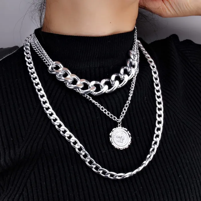 Yellow Chimes Yellow Chimes Layered Choker Necklace for Women Multi Color Plated Thick Chain Multi Layer Chain Choker Necklace for Girls and Women NK 1 Necklaces
