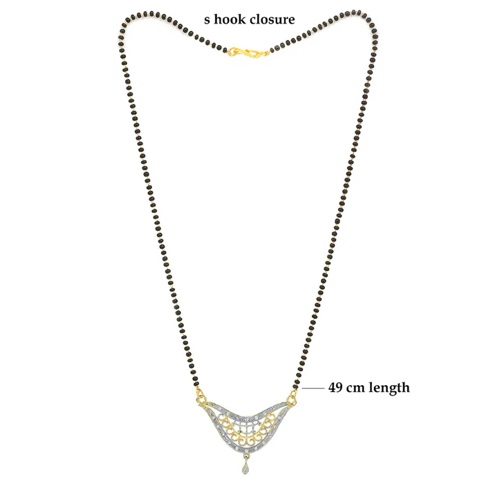 Yellow Chimes Yellow Chimes Mangalsutra for Women Gold Plated AD Crystal Black Beads Mangal Sutra Pendant Necklace Set With Earrings for Women and Girls Necklaces
