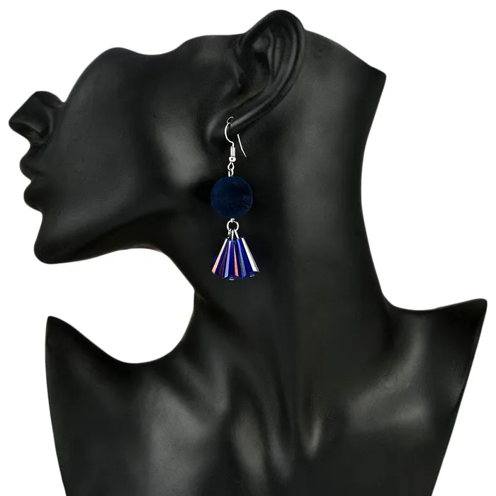 Yellow Chimes Yellow Chimes PomPom Style Purple Tassel Earring for Women Girls Earrings