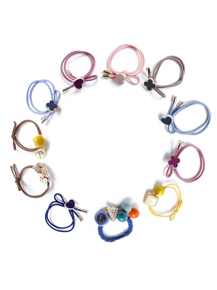 Yellow Chimes Yellow Chimes Rubber Bands for Women 11 Pcs Rubberbands for Girls Multicolor Charms Rubber Band for Women and Girls Hair Accessories Necklaces