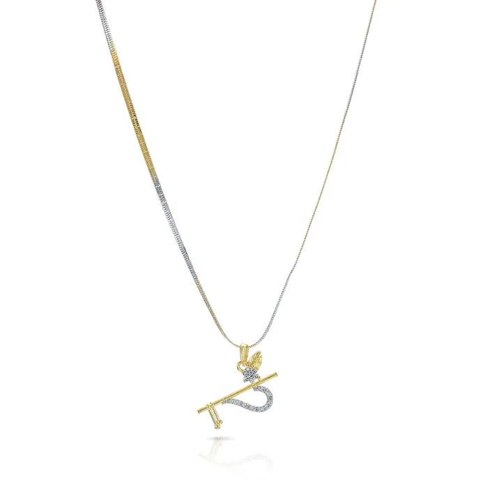 Yellow Chimes Yellow Chimes Sparkling ADAmerican Diamond Latest Fashion Half Heart Shaped Dual Tone Jewellery Pendant Set with Earrings For Women Girls Earrings