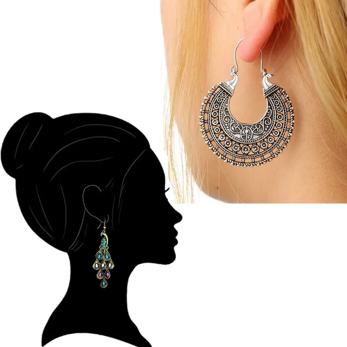 Yellow Chimes Yellow Chimes Special Combo 2 Pairs Stylish Peacock Artistic Crafted Chandbali Earrings for Women and Girls Necklaces